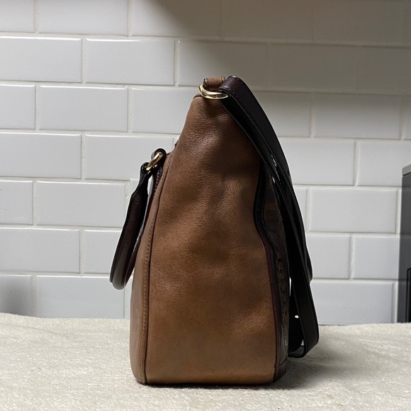 Brahmin Brown and Gold leather Shoulder Bag
